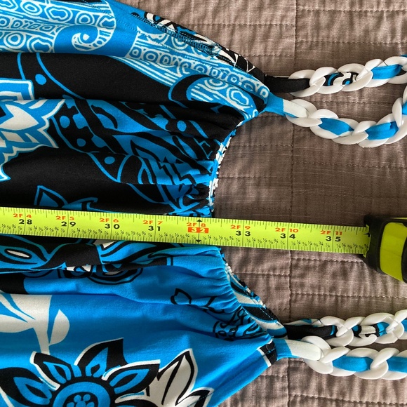 Boston Proper Pop-Art Halter Dress w Fun Plastic Chain Straps  SZ 12 - Picture 11 of 12